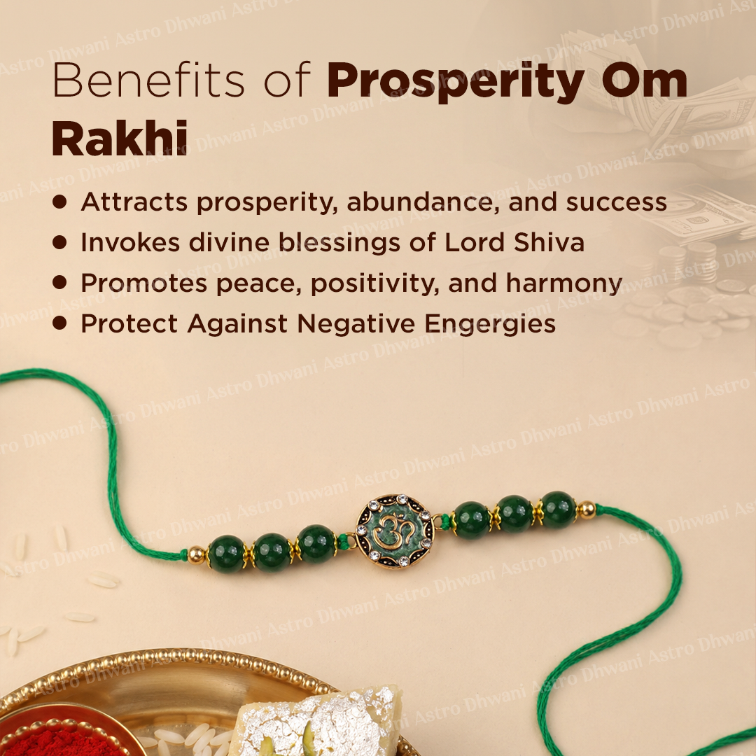 Prosperity Om Green Jade Rakhi – Natural Jade Rakhi for Wealth, Good Luck & Spiritual Blessings