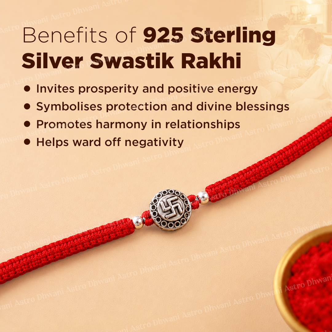 925 Sterling Silver Swastik Rakhi | Adjustable Raksha Bandhan Rakhi for Brother