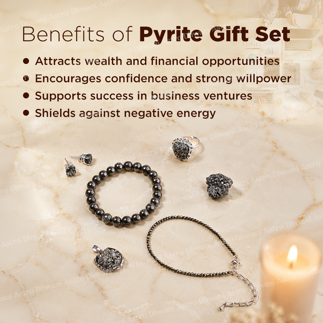 Pyrite Gift Set | Spiritually Energized Crystal Gift Set for Wealth, Success, Confidence & Prosperity