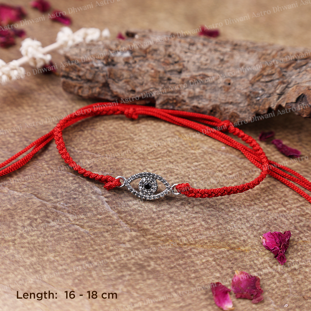 925 Sterling Silver Evil Eye Rakhi | Pure Silver Raksha Bandhan Thread | Handmade Spiritual Protection Rakhi | Adjustable Sacred Rakhi for Brother