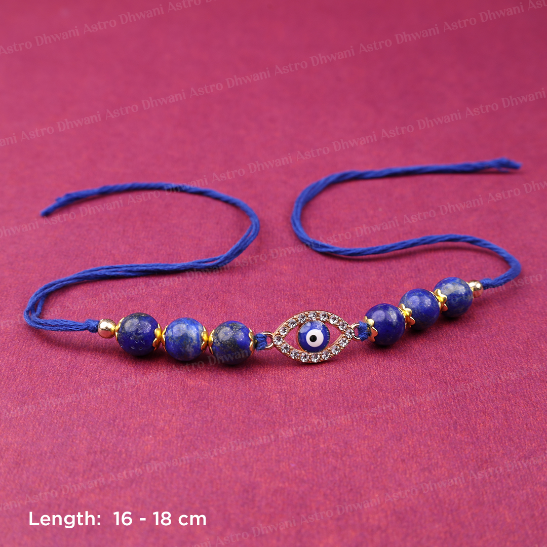 Evil Eye Protection Rakhi | Lapis Lazuli Rakhi | Handmade Spiritual Raksha Bandhan Thread | Protection & Positive Energy Bracelet