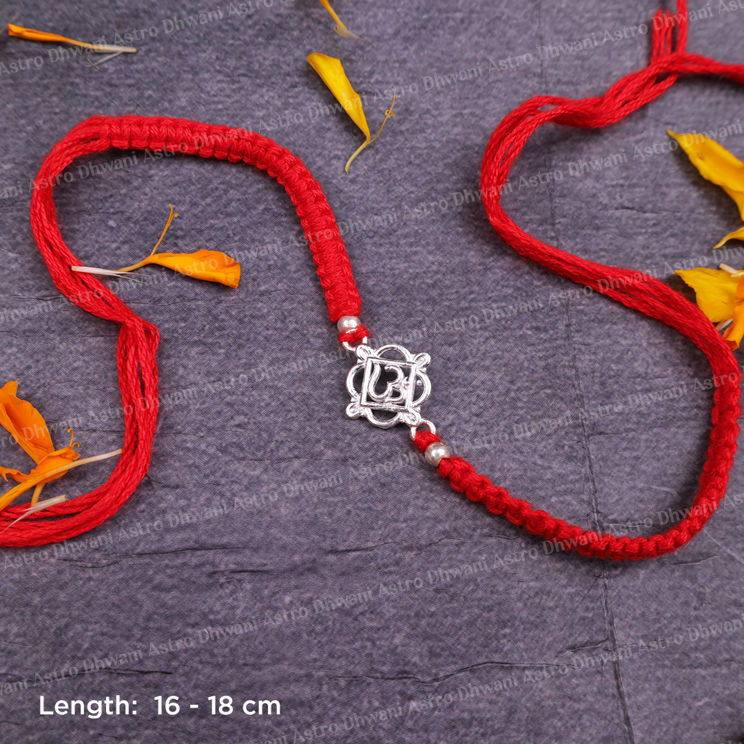 925 Sterling Silver Om Rakhi | Sacred Om Raksha Bandhan Rakhi | Handmade Adjustable Thread Rakhi for Brother