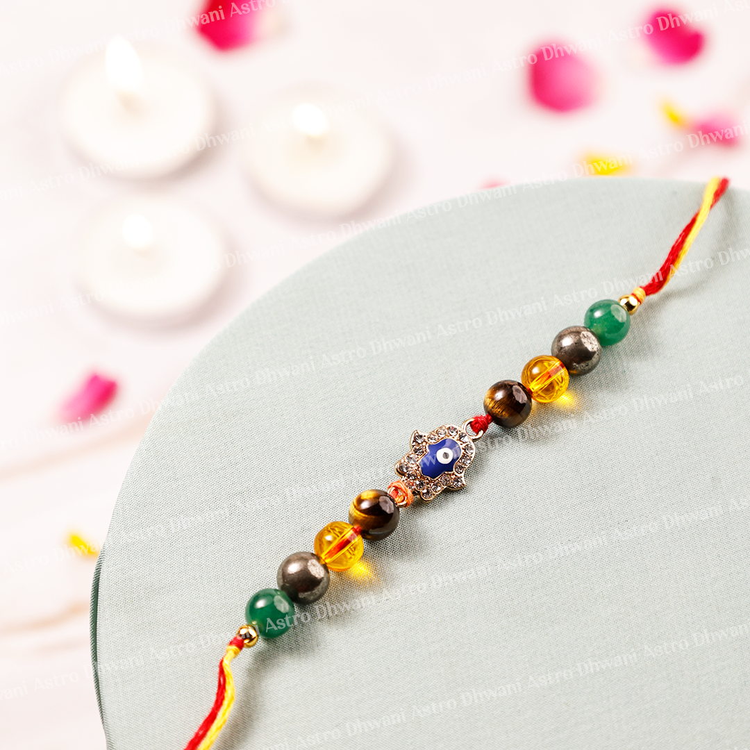 Money Magnet Evil Eye Rakhi | Protection & Prosperity| Multi-Crystal Raksha Bandhan Rakhi for Brother