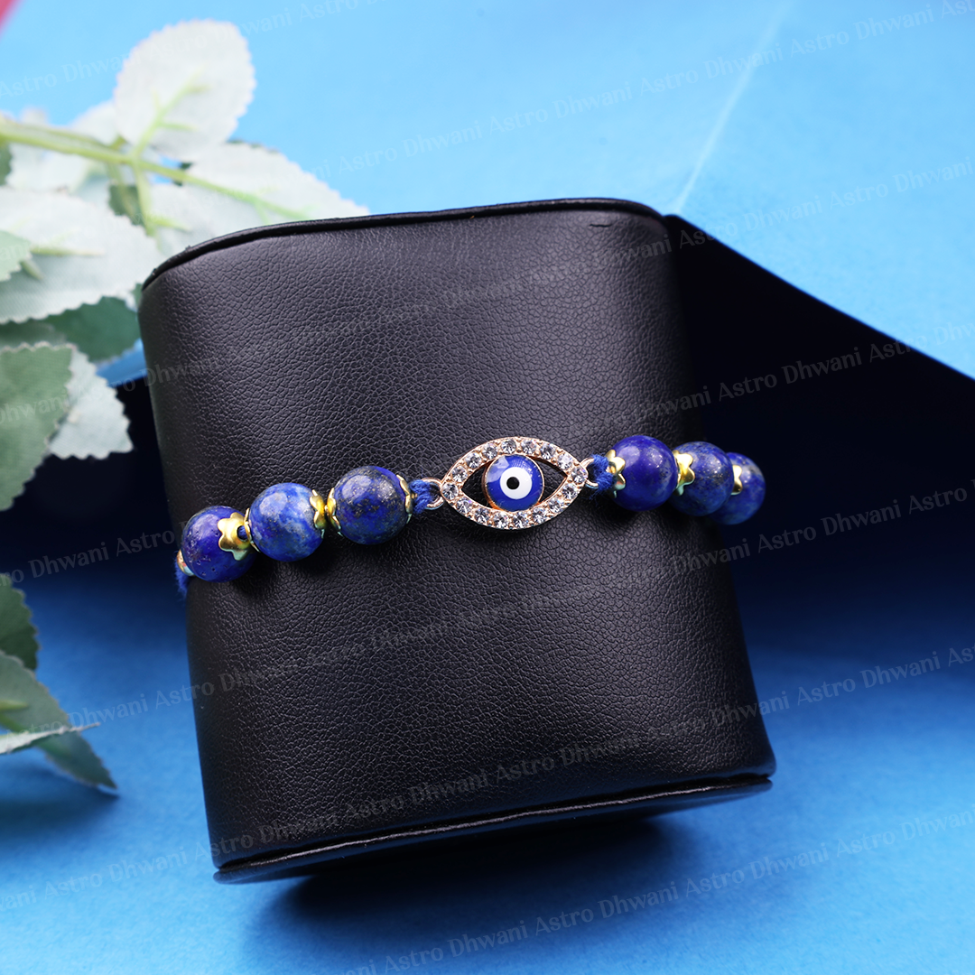 Evil Eye Protection Rakhi | Lapis Lazuli Rakhi | Handmade Spiritual Raksha Bandhan Thread | Protection & Positive Energy Bracelet