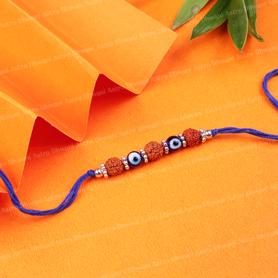Mahadev Protection Rakhi – Rudraksha & Evil Eye Rakhi | Spiritual Raksha Bandhan Bracelet for Protection & Blessings