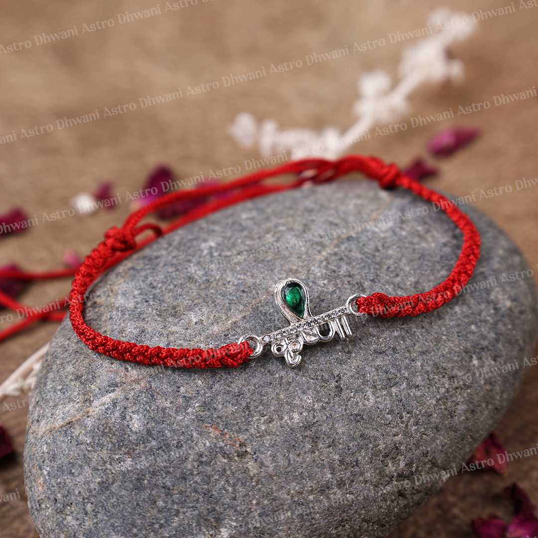 925 Sterling Silver Krishna Rakhi | Pure Silver Raksha Bandhan Rakhi | Lord Krishna Rakhi | Spiritual Rakhi for Brother | Handmade Sacred Thread