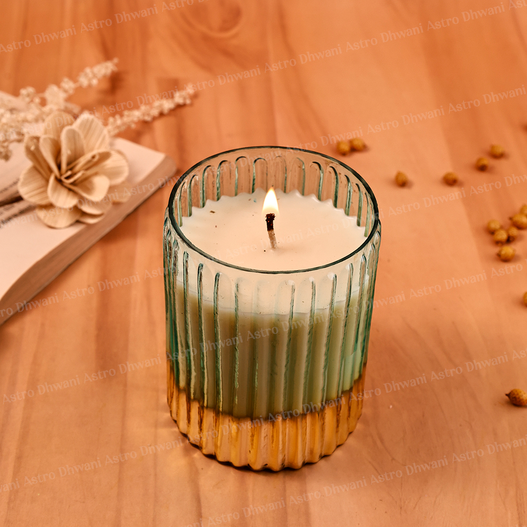 Scented Soy Wax Candle | Hand-Poured Aromatherapy Candle in Decorative Fluted Glass Jar | Meditation, Prayer & Home Décor