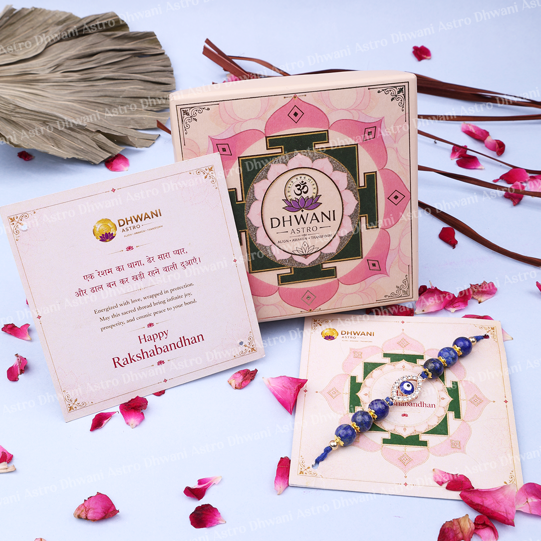 Evil Eye Protection Rakhi | Lapis Lazuli Rakhi | Handmade Spiritual Raksha Bandhan Thread | Protection & Positive Energy Bracelet