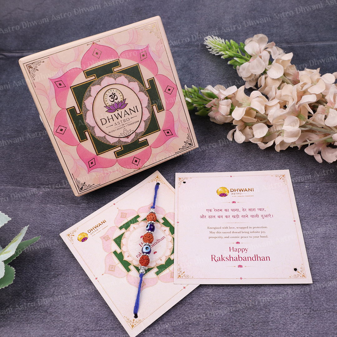 Mahadev Protection Rakhi – Rudraksha & Evil Eye Rakhi | Spiritual Raksha Bandhan Bracelet for Protection & Blessings
