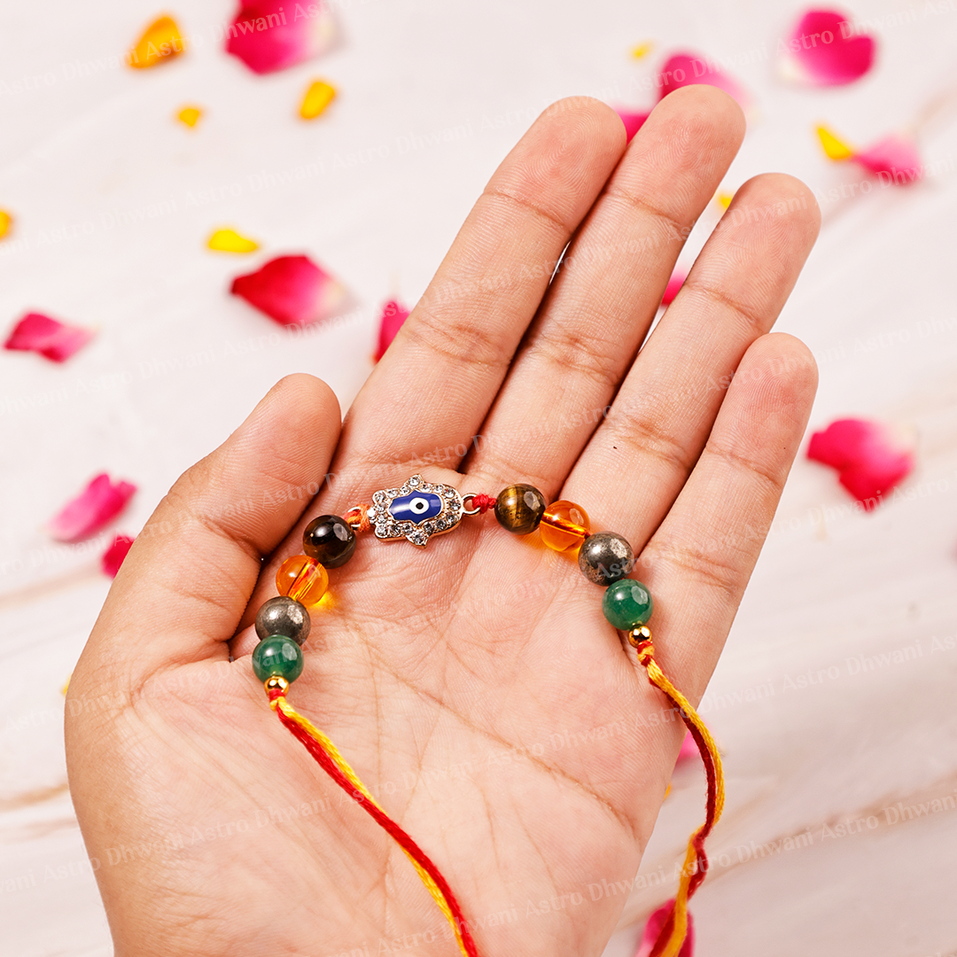 Money Magnet Evil Eye Rakhi | Protection & Prosperity| Multi-Crystal Raksha Bandhan Rakhi for Brother
