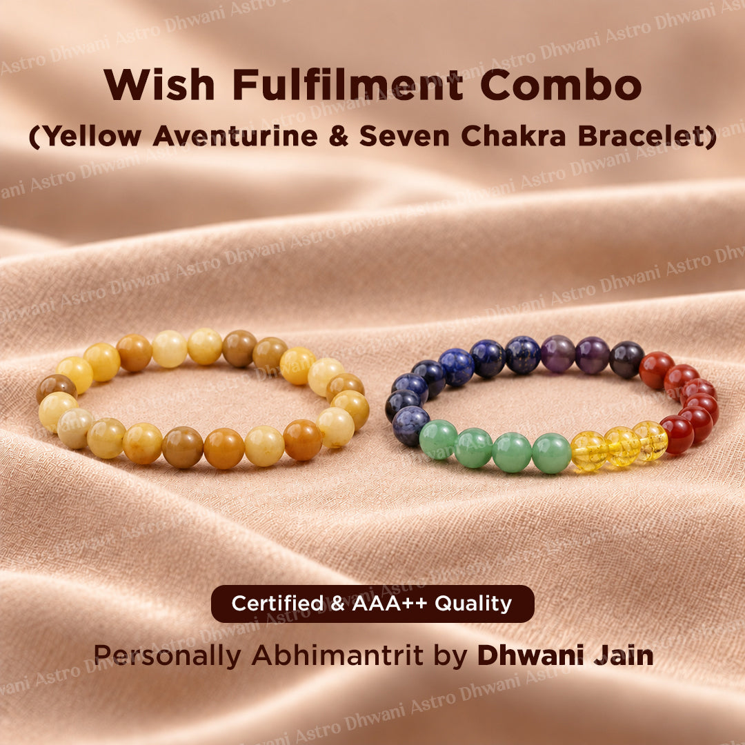 Wish Fulfilment: Yellow Aventurine & Seven Chakra Bracelet - Abhimantrit & Certified