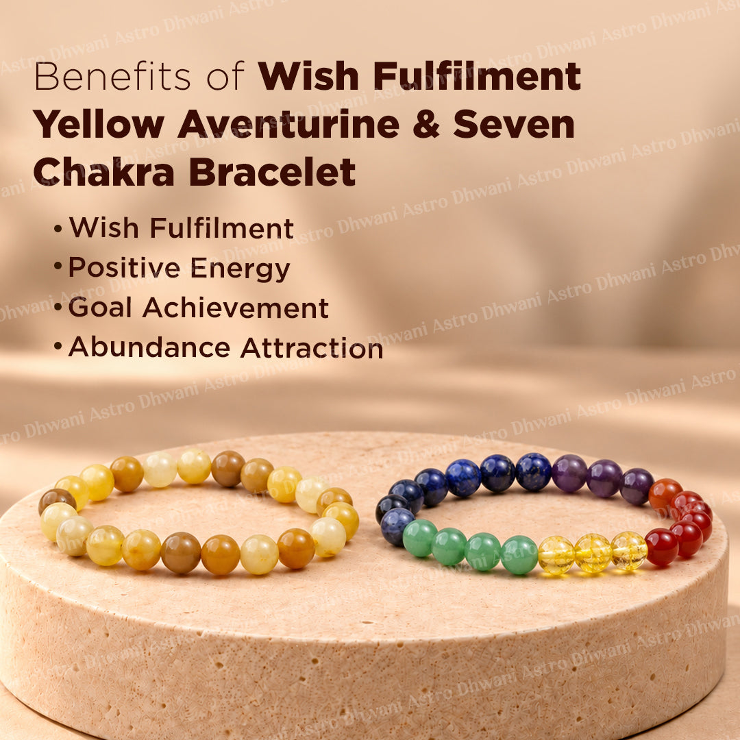 Wish Fulfilment: Yellow Aventurine & Seven Chakra Bracelet - Abhimantrit & Certified
