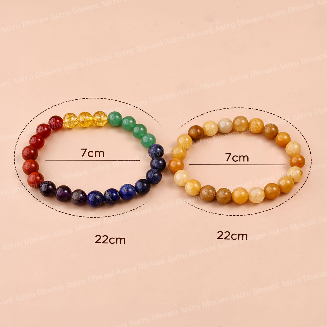 Wish Fulfilment: Yellow Aventurine & Seven Chakra Bracelet - Abhimantrit & Certified