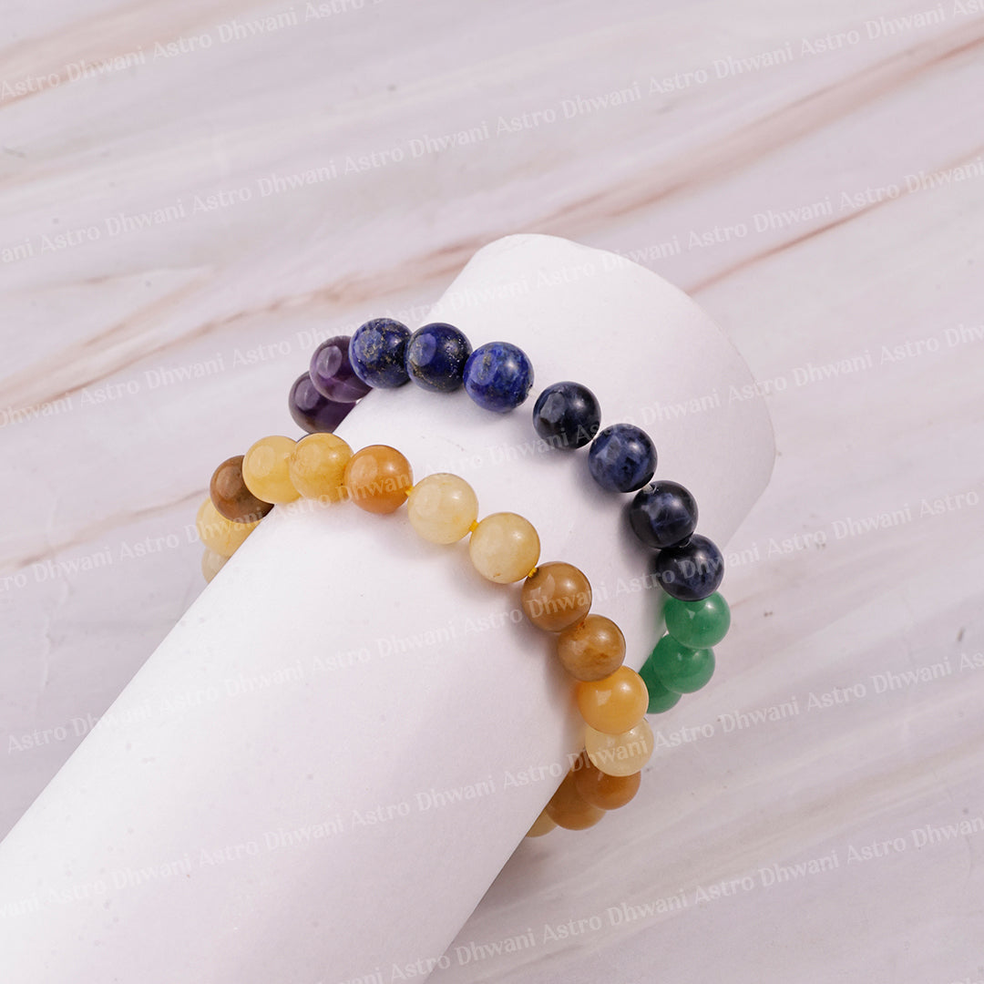Wish Fulfilment: Yellow Aventurine & Seven Chakra Bracelet - Abhimantrit & Certified
