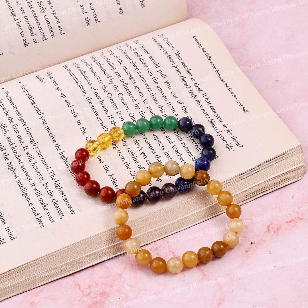 Wish Fulfilment: Yellow Aventurine & Seven Chakra Bracelet - Abhimantrit & Certified