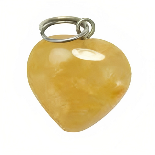 Yellow Agate Heart Pendant - Abhimantrit & Certified