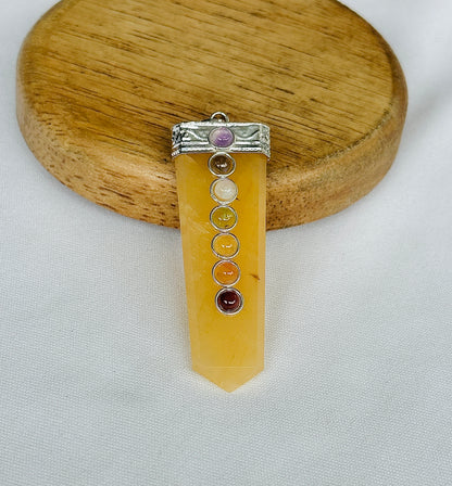 Fulfill Your Desires with Divine Blessings: Yellow Aventurine Seven Chakra Pendant - Abhimantrit & Certified