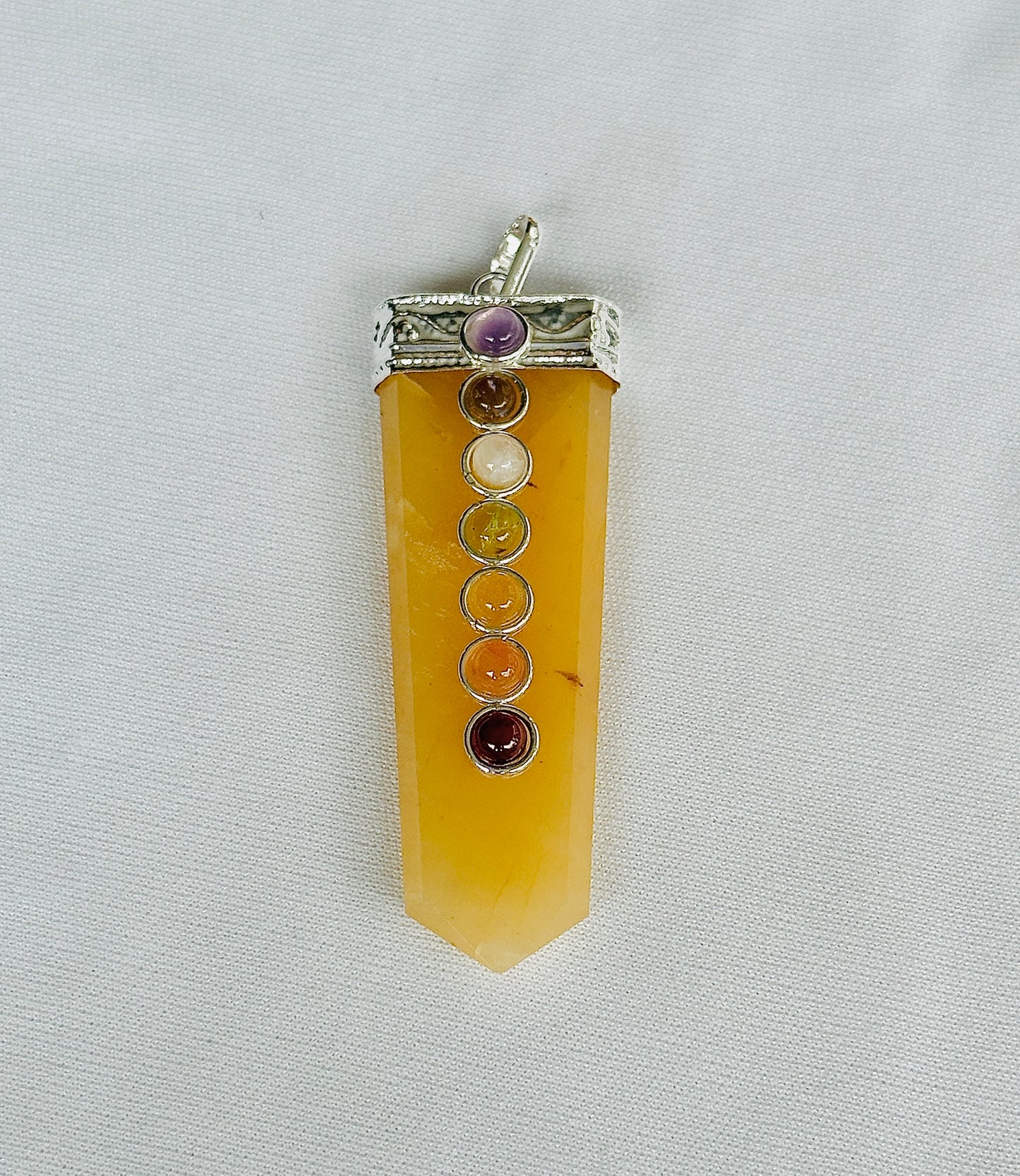 Fulfill Your Desires with Divine Blessings: Yellow Aventurine Seven Chakra Pendant - Abhimantrit & Certified