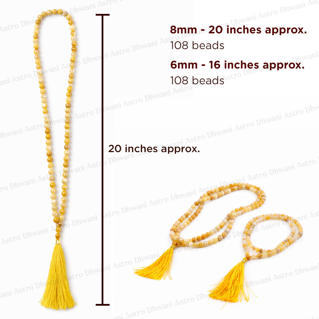 Yellow Aventurine Crystal Mala - Abhimantrit & Certified