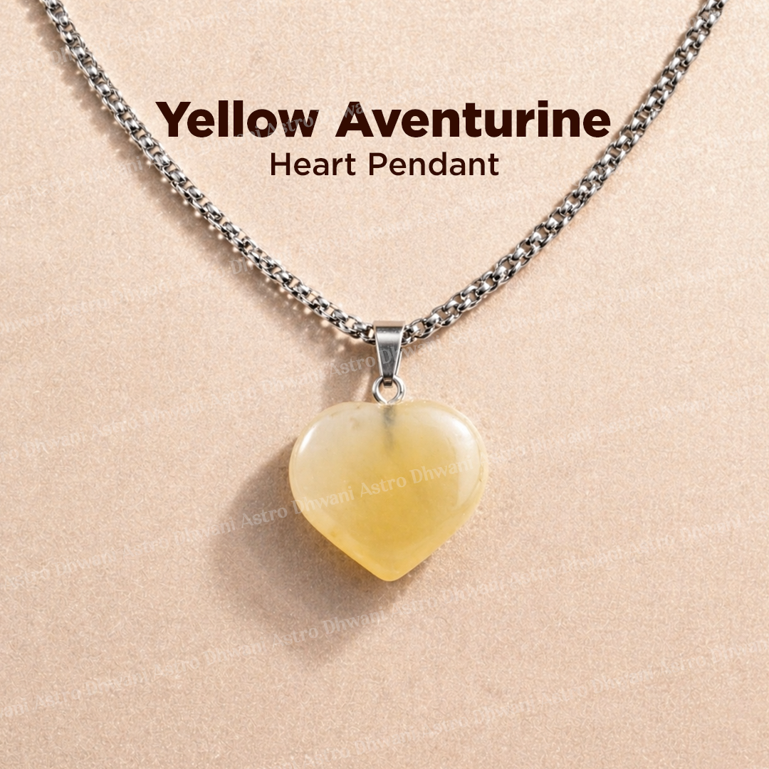 Yellow Aventurine Heart Pendant Abhimantrit For Confidence Positivity