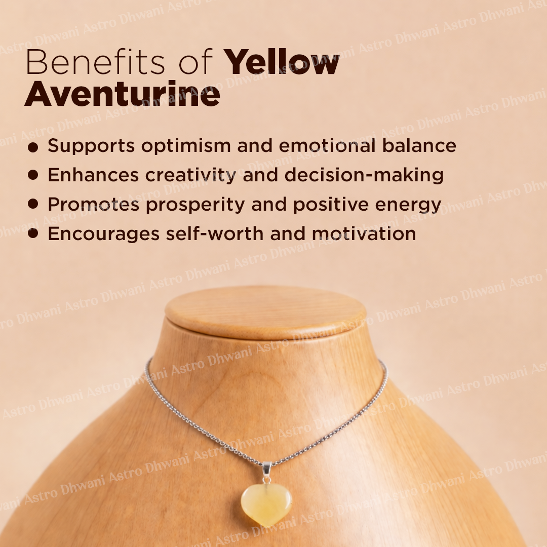 Yellow Aventurine Heart Pendant Abhimantrit For Confidence Positivity