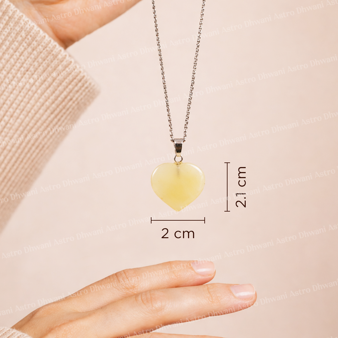 Yellow Aventurine Heart Pendant Abhimantrit For Confidence Positivity