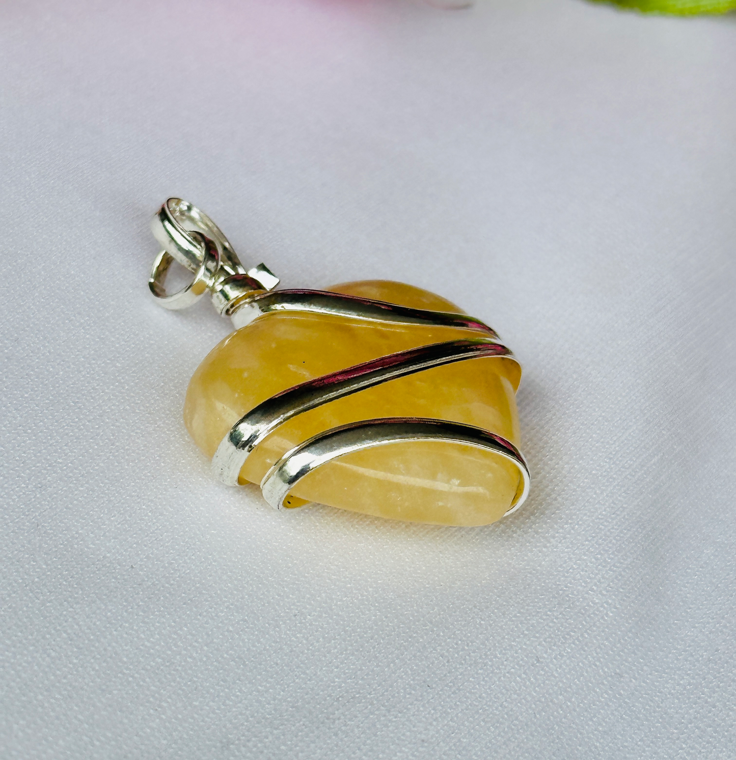 Fulfill Your Desires with Divine Blessings: Yellow Aventurine Heart Wrapped Pendant - Abhimantrit & Certified