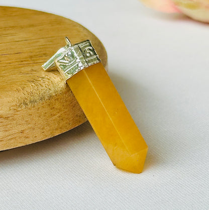 Yellow Aventurine Pencil Pendant - Abhimantrit & Certified