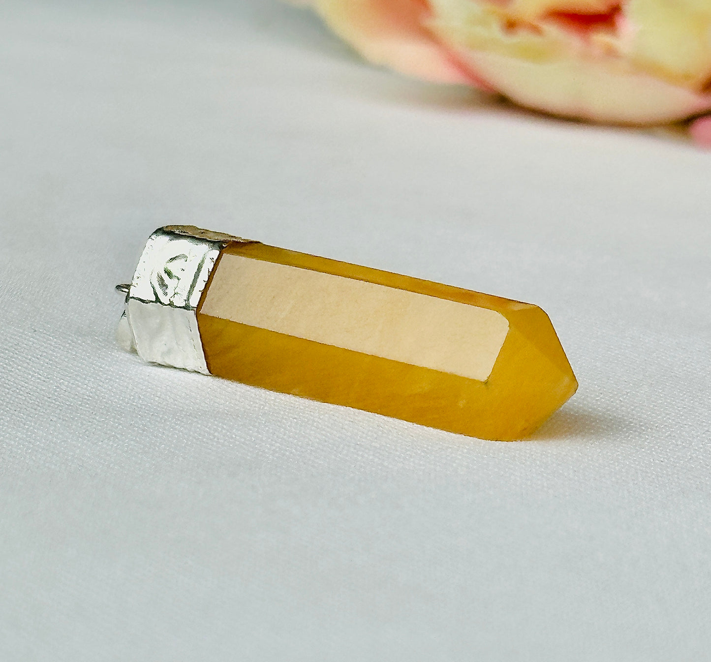 Yellow Aventurine Pencil Pendant - Abhimantrit & Certified