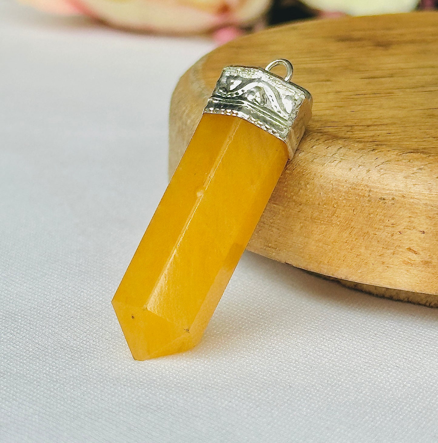 Yellow Aventurine Pencil Pendant - Abhimantrit & Certified