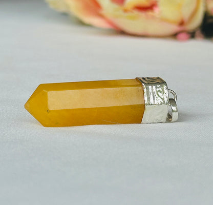 Yellow Aventurine Pencil Pendant - Abhimantrit & Certified