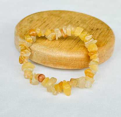 Fulfill Your Desires with Divine Blessings: Yellow Aventurine Uncut Crystal Bracelet - Abhimantrit & Certified