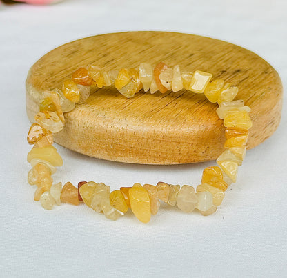 Fulfill Your Desires with Divine Blessings: Yellow Aventurine Uncut Crystal Bracelet - Abhimantrit & Certified