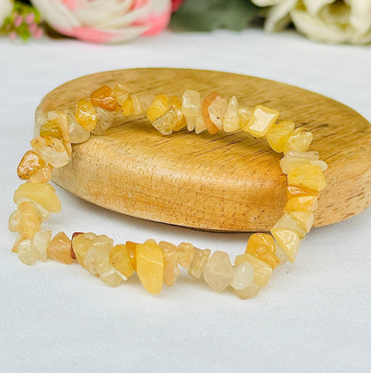 Fulfill Your Desires with Divine Blessings: Yellow Aventurine Uncut Crystal Bracelet - Abhimantrit & Certified