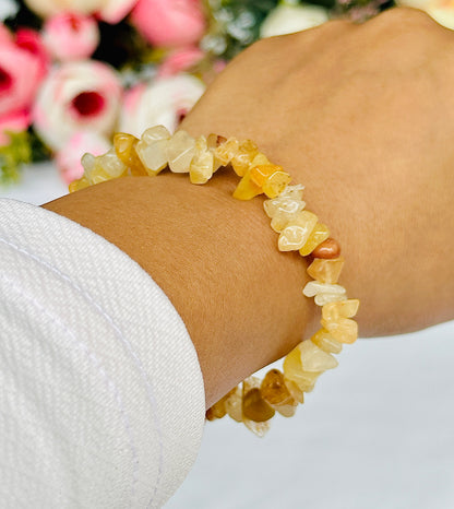 Fulfill Your Desires with Divine Blessings: Yellow Aventurine Uncut Crystal Bracelet - Abhimantrit & Certified