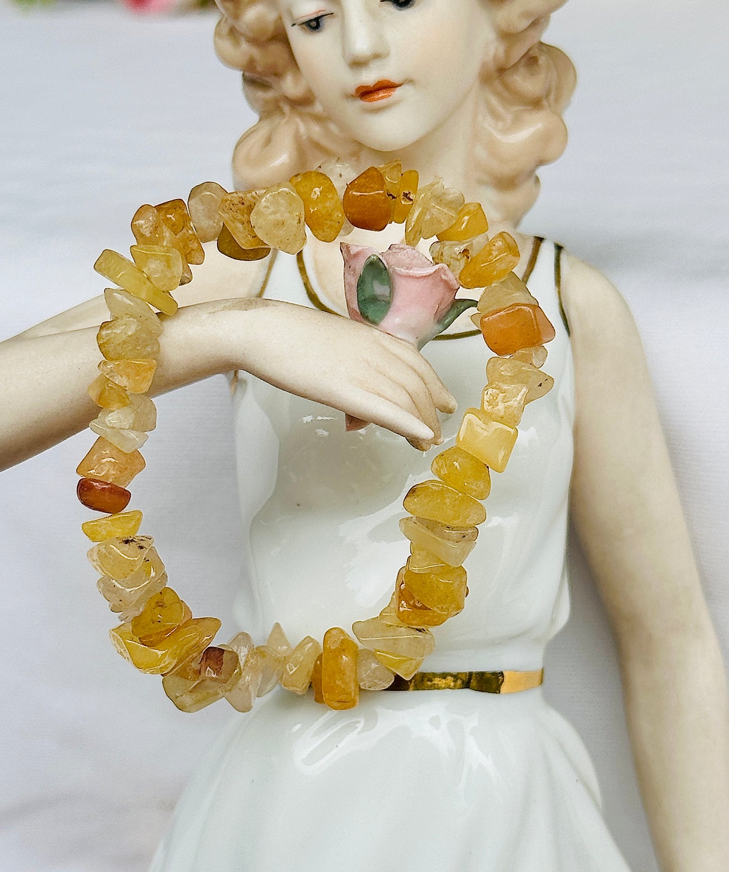 Fulfill Your Desires with Divine Blessings: Yellow Aventurine Uncut Crystal Bracelet - Abhimantrit & Certified