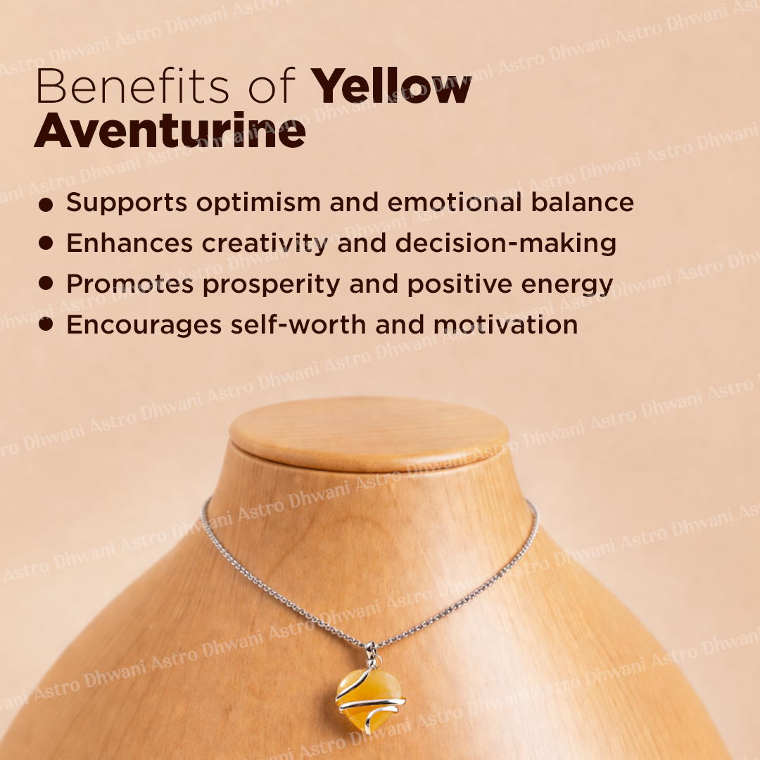 Fulfill Your Desires with Divine Blessings: Yellow Aventurine Heart Wrapped Pendant - Abhimantrit & Certified