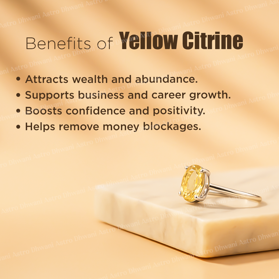 High Financial Status, Success in Job & Profession: Yellow Citrine Ring - Abhimantrit & Certified