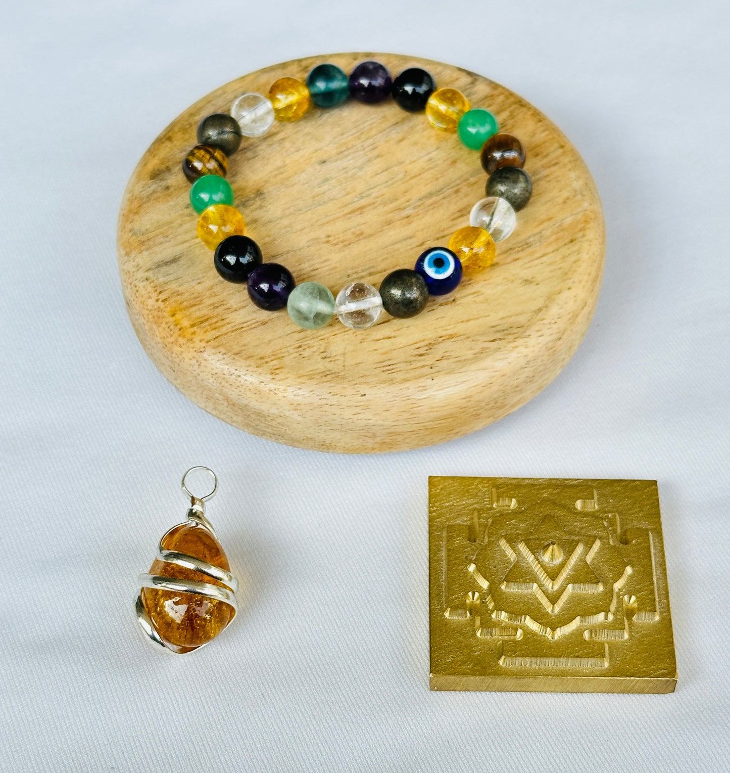 Education Power Combo of 3: Education Bracelet, Citrine Pendant, & Tara Pujan Yantra