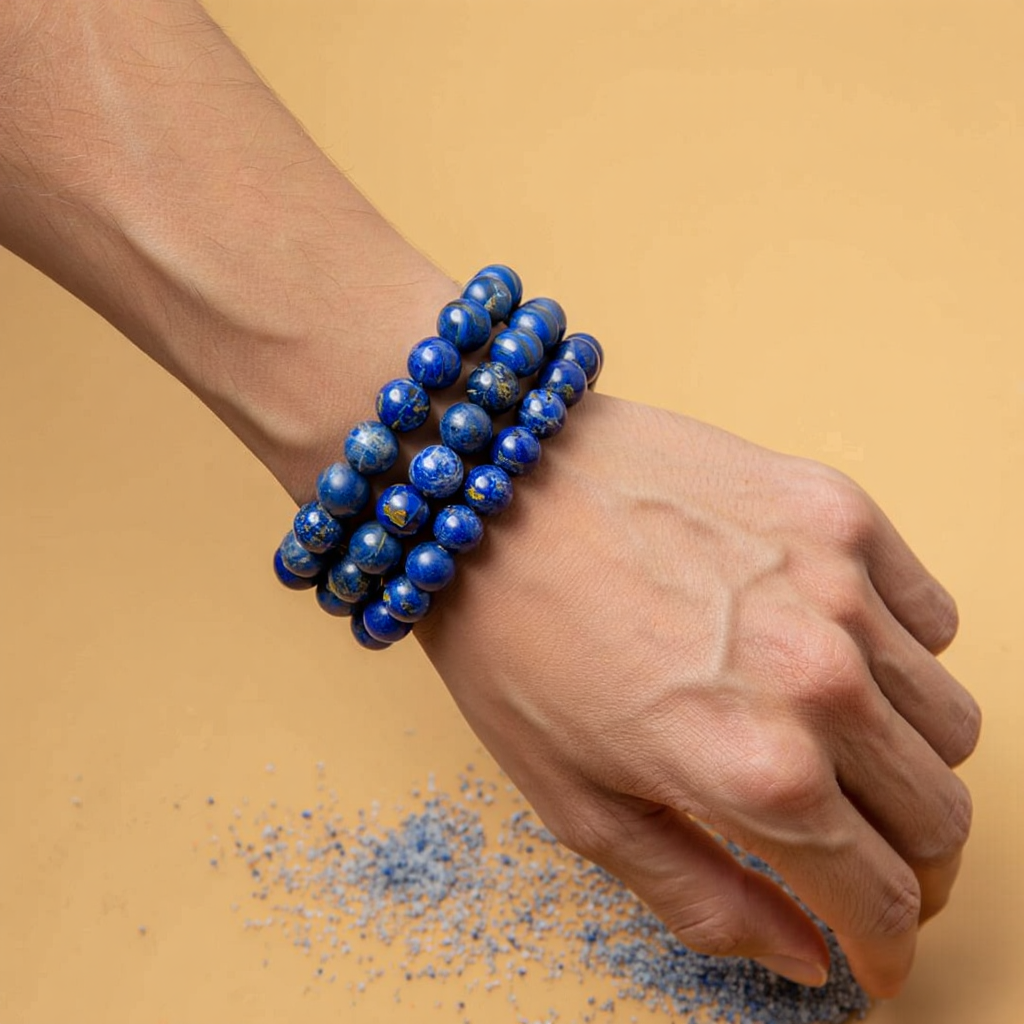 Enhancing intuition and spiritual awareness: Lapis Lazuli Bracelet - Abhimantrit & Certified
