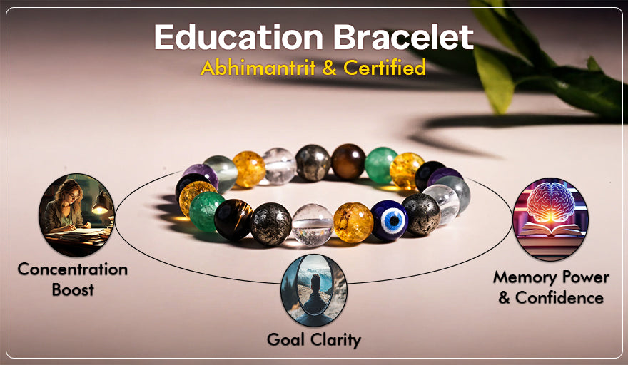 Education Bracelet & Yellow Citrine Bracelet - Abhimantrit & Certified