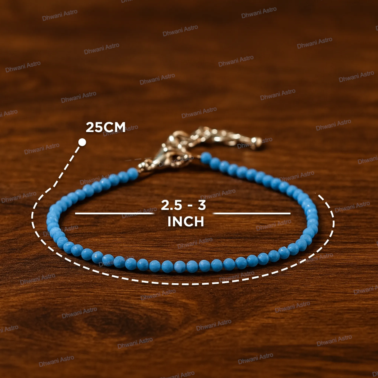 Natural Turquoise Diamond Cut Anklet for Protection, Good Fortune & Positive Energy
