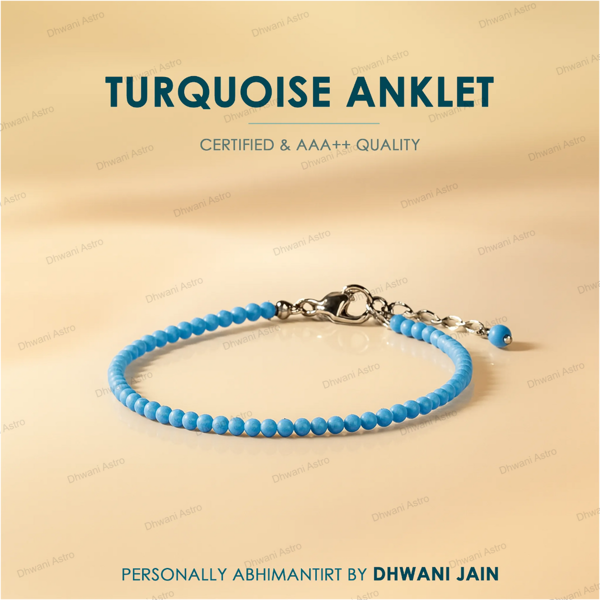Turquoise Diamond Cut Anklet - Abhimantrit & Certified