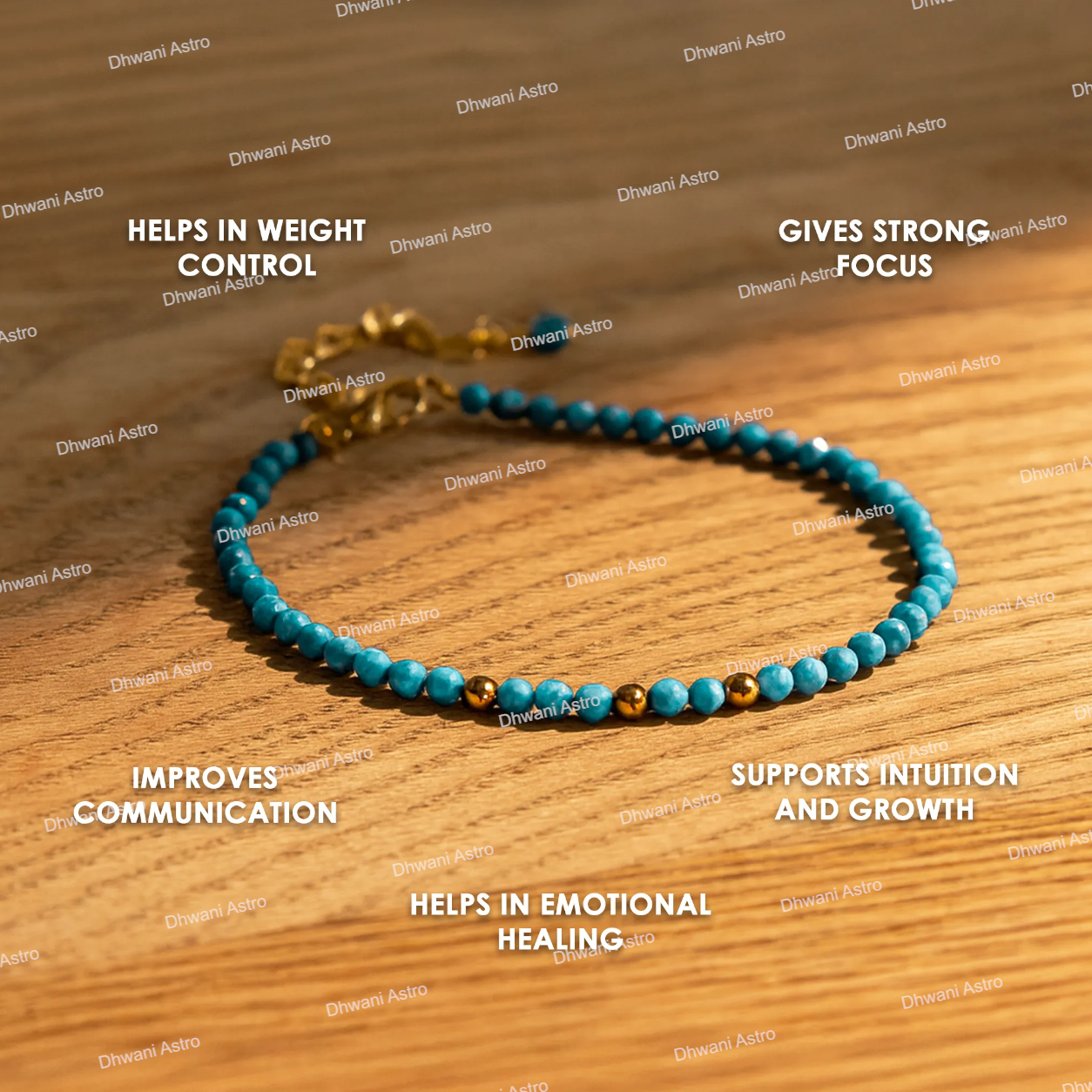 Natural Turquoise Diamond Cut Anklet for Protection, Good Fortune & Positive Energy