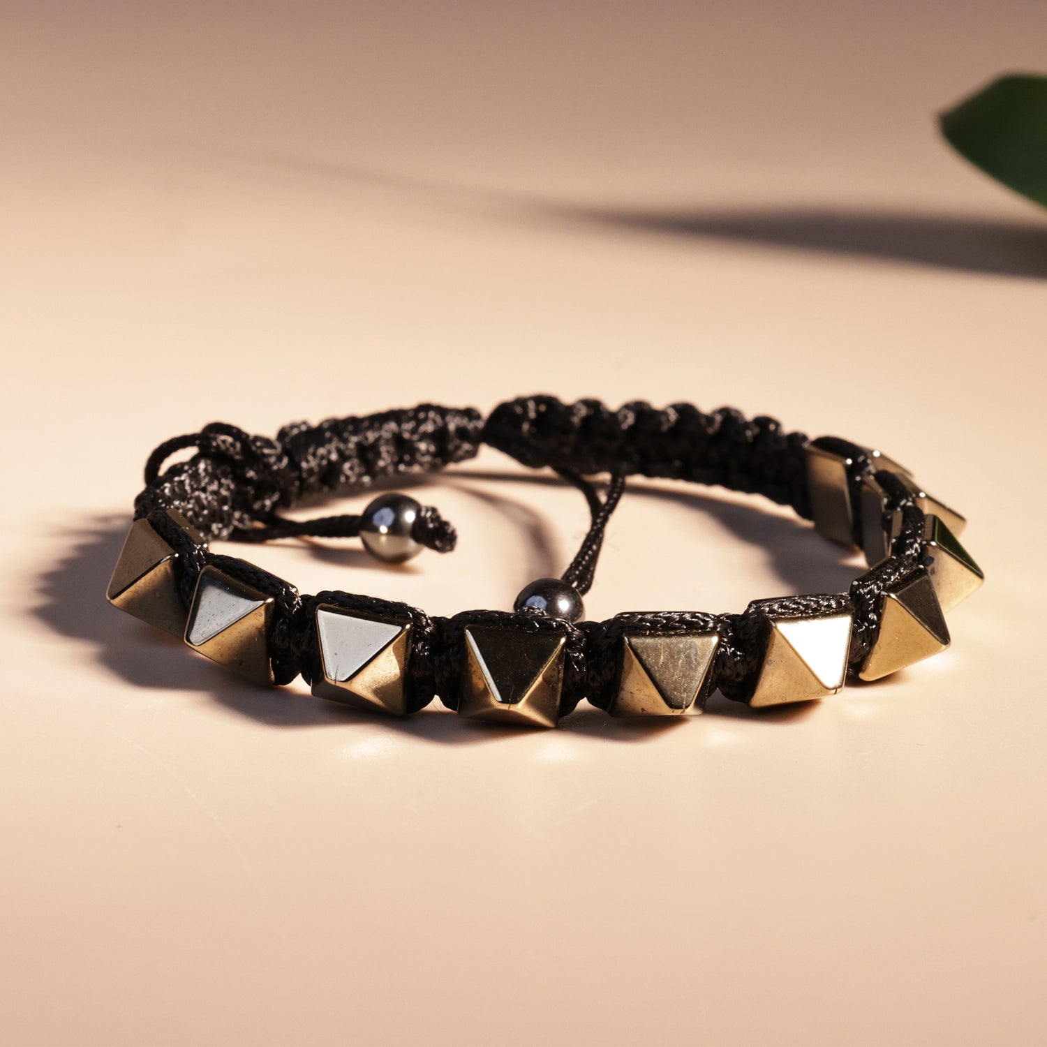 Golden Pyrite Pyramid Thread Bracelet - Abhimantrit & Certified