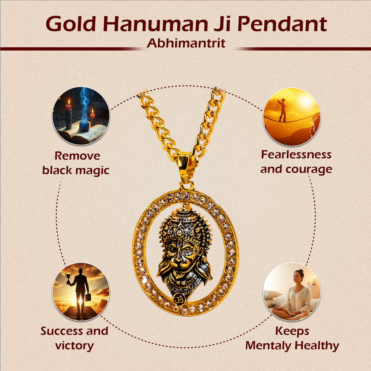Gold Hanuman Ji Pendant  - Abhimantrit