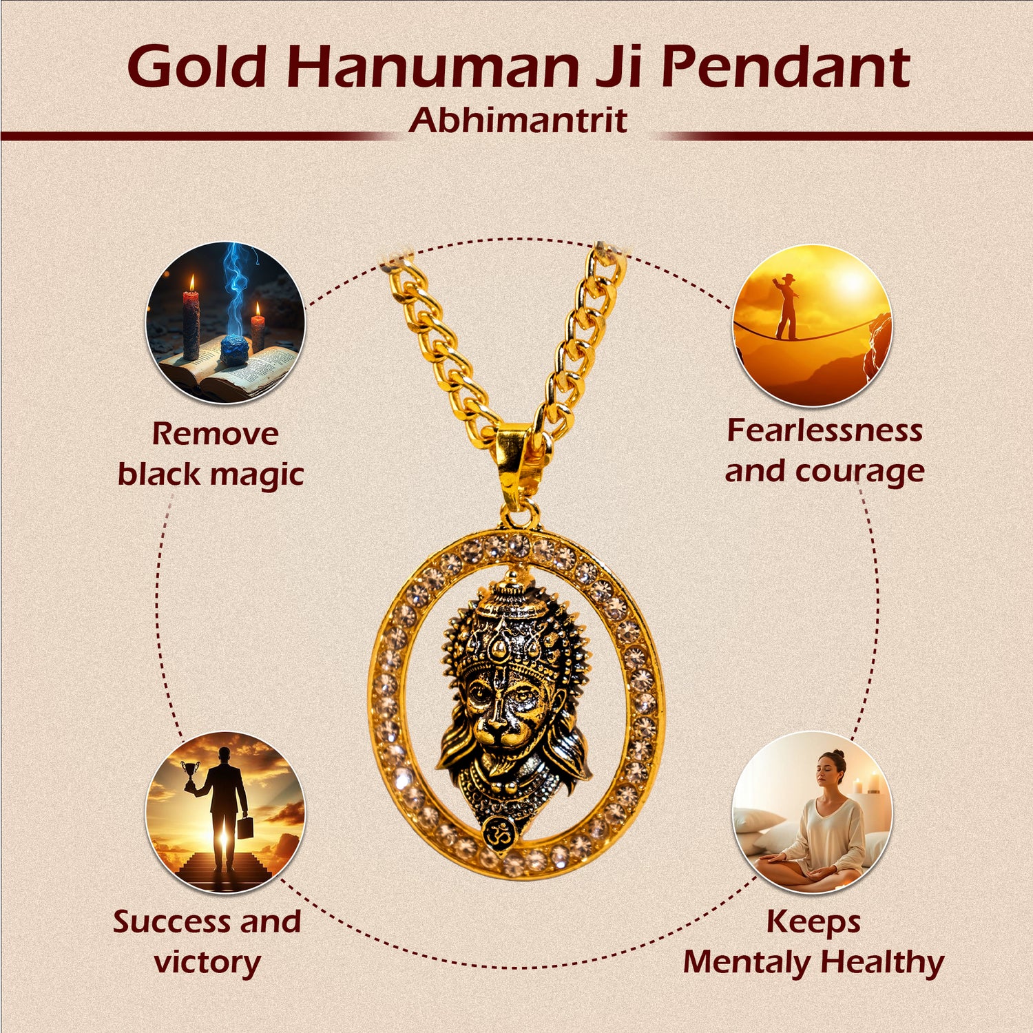 Gold Hanuman Ji Pendant (Blessing & Protection) - Abhimantrit