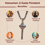 Silver Hanuman Ji Gada Pendant - Abhimantrit