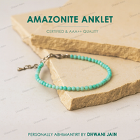 Natural Amazonite Diamond Cut Anklet for Calmness, Harmony & Positive Energy