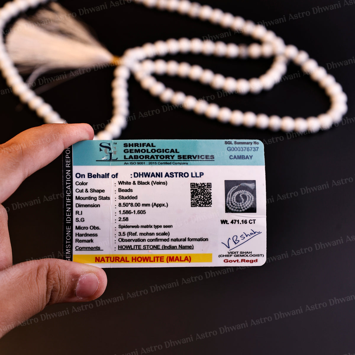 Howlite Crystal Mala - Abhimantrit & Certified
